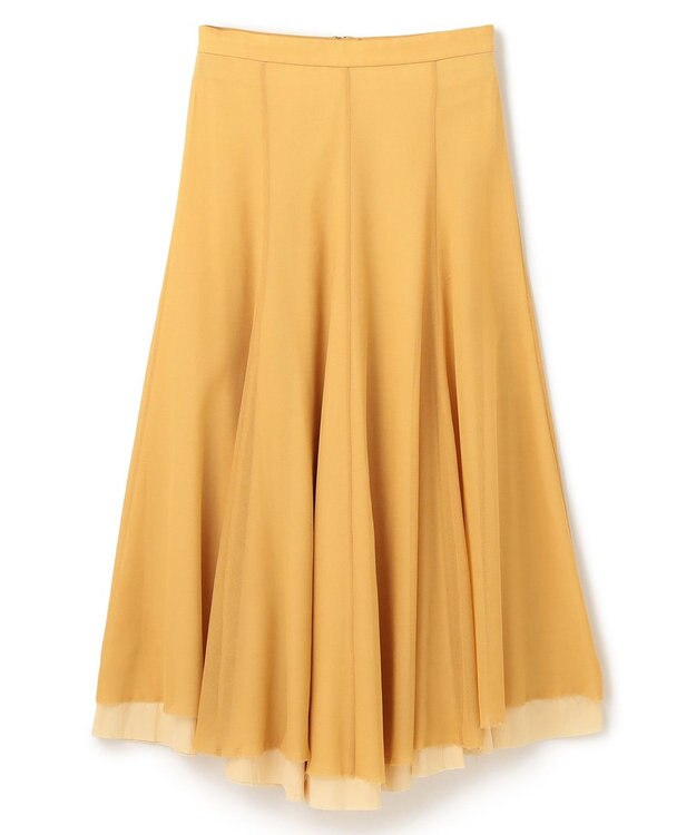 BEIGE， PINE / ウールレイヤードフレアスカート Mustard