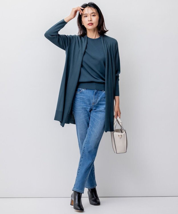 23区 【洗える】サステナブルウール ショールカラー カーディガン グリーン系