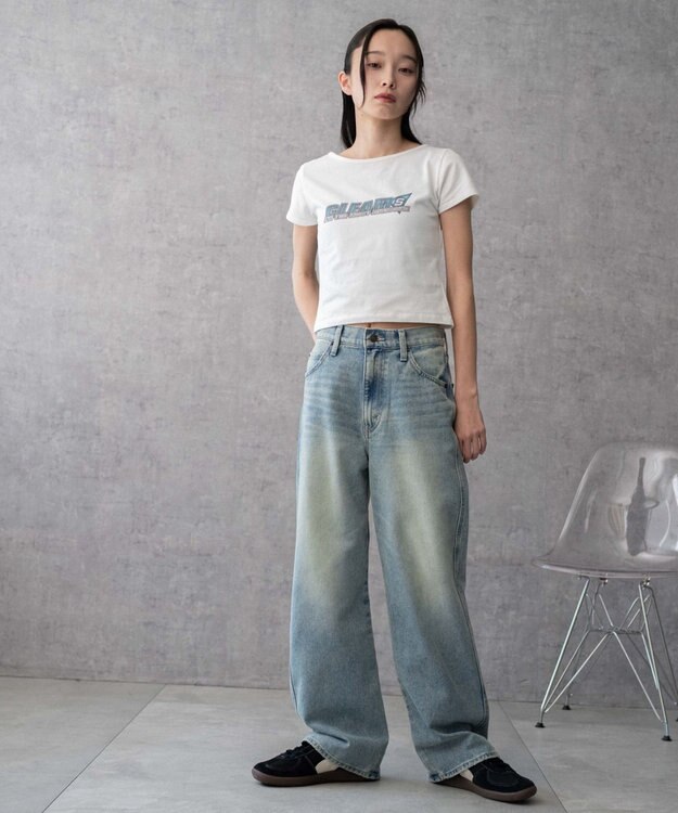 WEGO 【新色追加/美脚/XSSMLサイズ展開】ストレートデニムパンツ デニム淡加工色