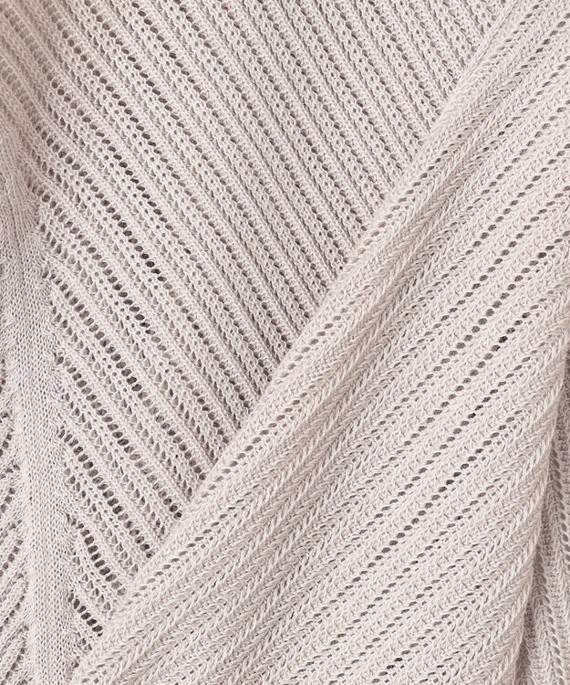 自由区 【洗える・XSサイズあり】ハイツイストコットンアセテートメッシュ カーディガン ベージュ系