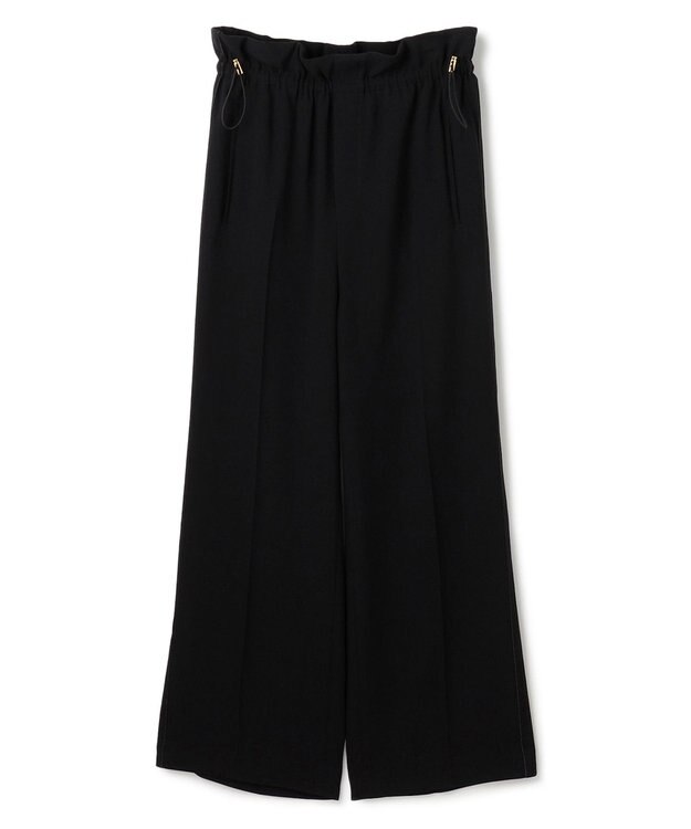 BEIGE， 【洗える】FLEUR / ウエストゴムワイドストレートパンツ Black