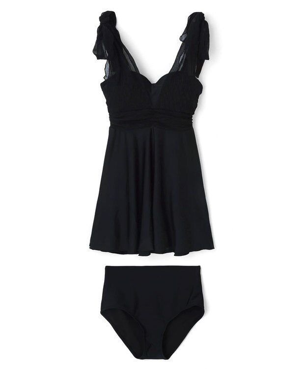 San-ai Resort（三愛水着楽園） 【WEB限定】Aラインワンピース2点セット水着 クロ