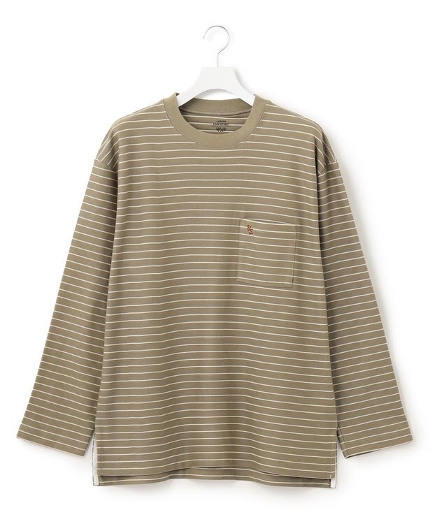 J.PRESS YORK STREET 【UNISEX】リップルボーダー Tシャツ ベージュ系1