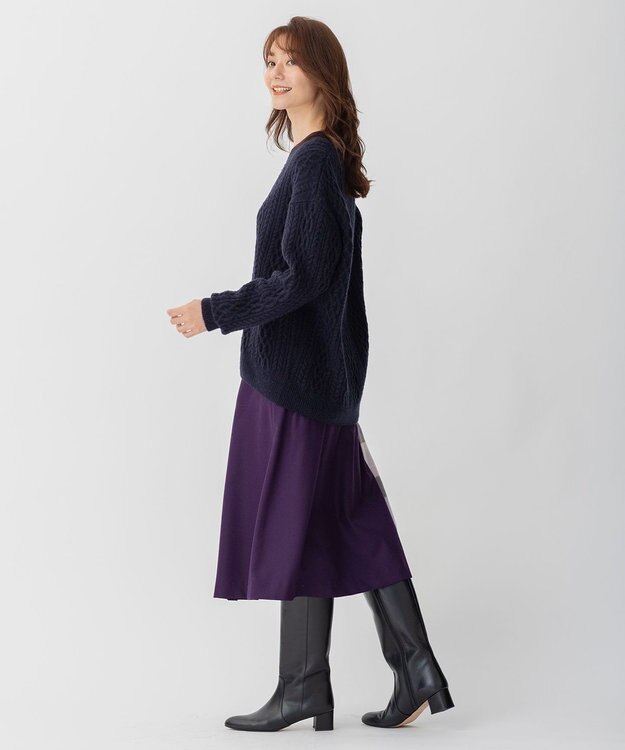 自由区 アランパターン Vネックニット ネイビー系