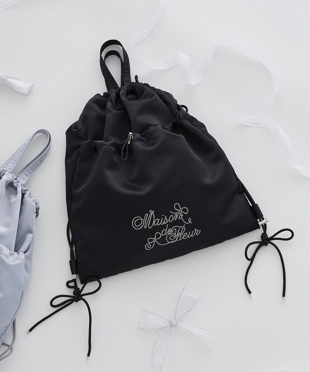 Maison de FLEUR キャザーリボンナップサック Black