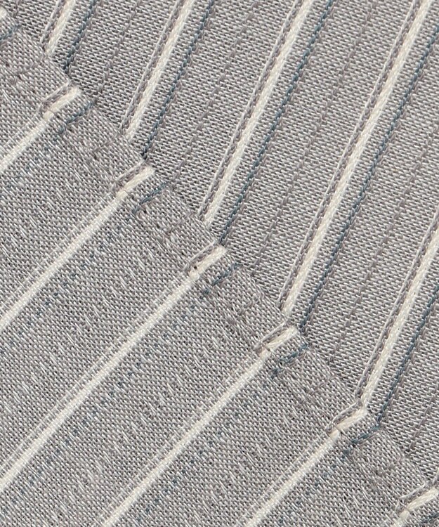 J.PRESS LADIES L プロビスストライプチェック フリルネック カットソー グレーストライプ系