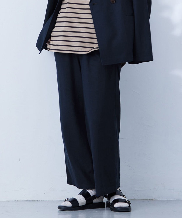 J.PRESS YORK STREET 【WOMEN】コットンリネン　ワイドパンツ ネイビー系