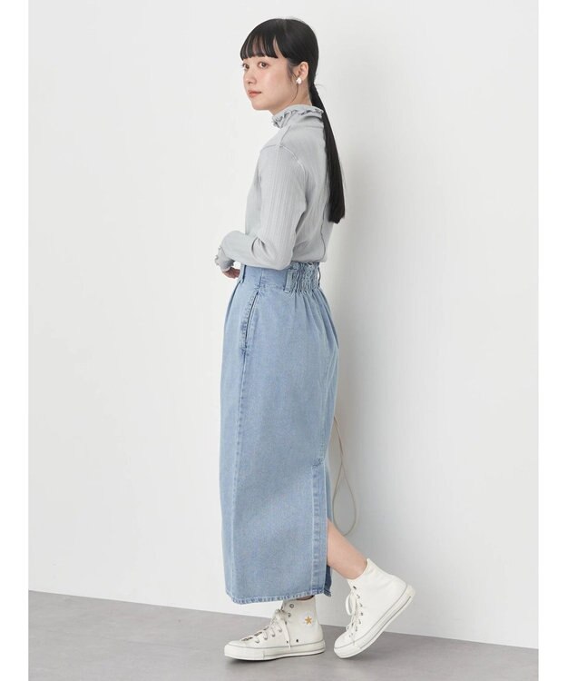 earth music&ecology ナローデニムスカート Light Indigo