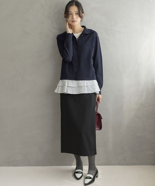 組曲 L ジョーゼットジャージーナロータイト スカート ブラック系