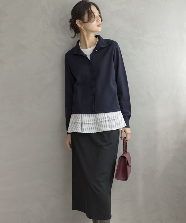 組曲 ジョーゼットジャージーナロータイト スカート ブラック系