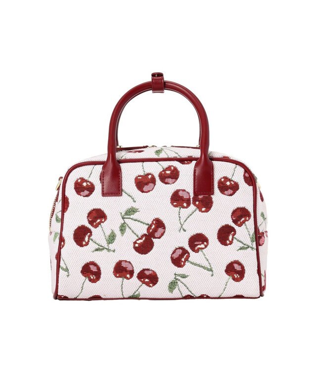 Maison de FLEUR チェリー柄ゴブランボストンバッグ Red