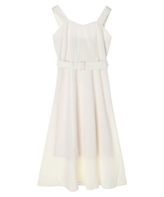 earth music&ecology ベルト付きパネルラインワンピース White