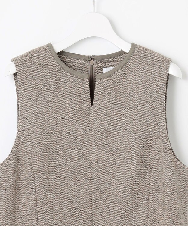 J.PRESS LADIES L ネップヘリンボーン ジャンパースカート モカ系