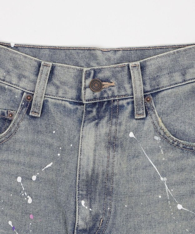 WEGO ペイントストレートデニムパンツ デニム淡加工色