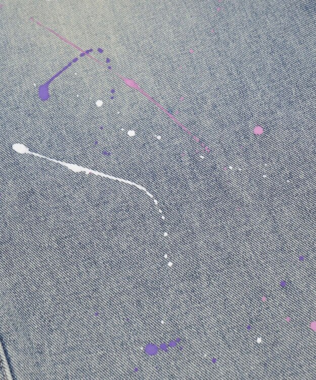 WEGO ペイントストレートデニムパンツ デニム淡加工色