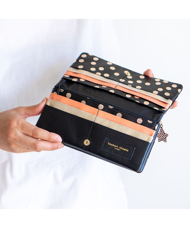 tsumori chisato CARRY 新マルチドット 長財布 かぶせ 【キラキラでかわいい！本革のやわらかな風合い】 ブラックⅡ