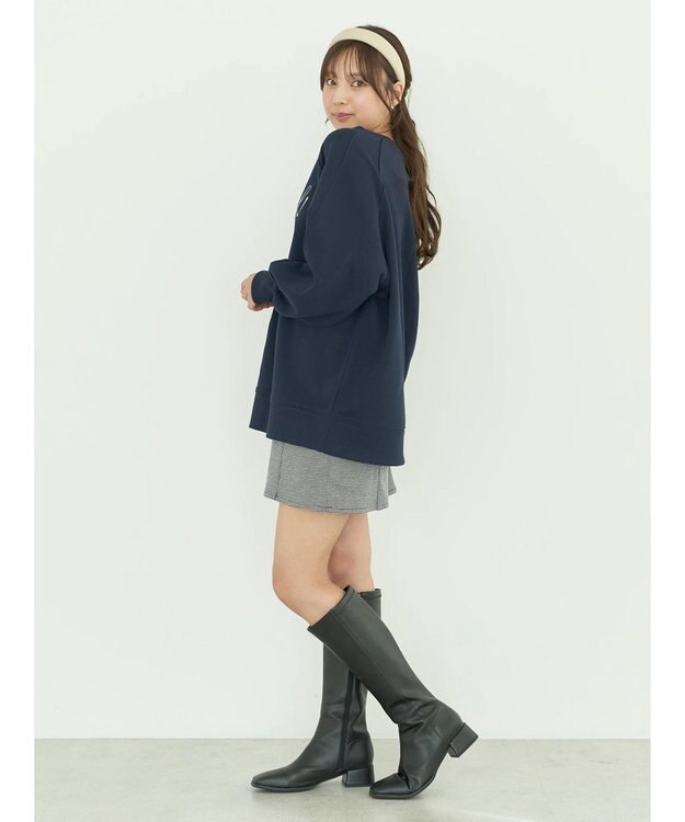 earth music&ecology 裏毛ロゴチュニック Navy