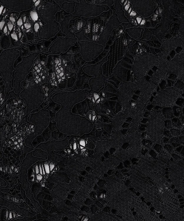 UNFILO L レースヘム ギャザーブラウス ブラック