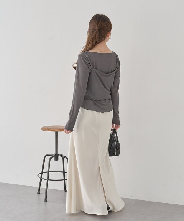 earth music&ecology 【SET2点】ツイストキャミレイヤードカットソー Gray