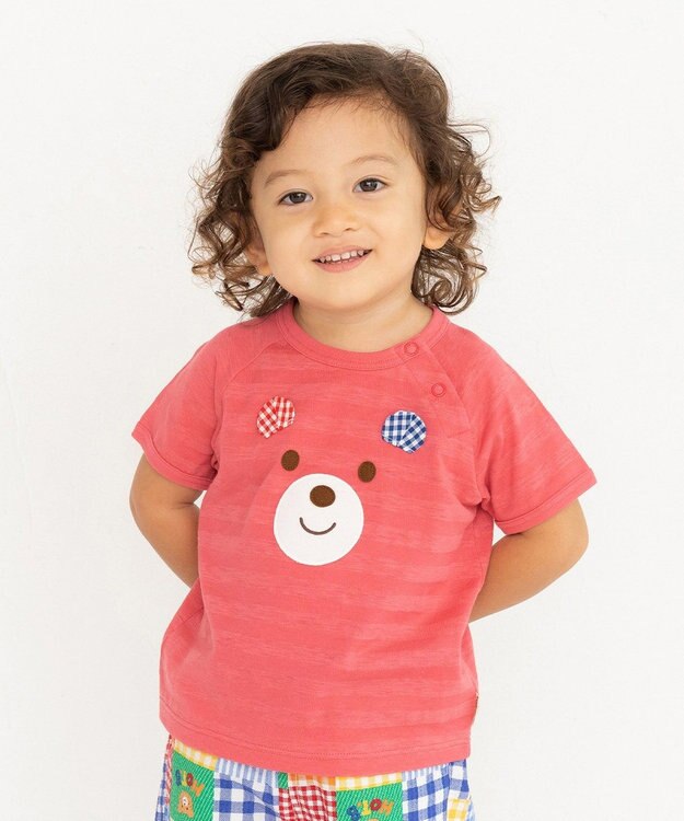 MIKI HOUSE HOT BISCUITS 【80-120cm】 顔ドン 半袖Tシャツ 赤