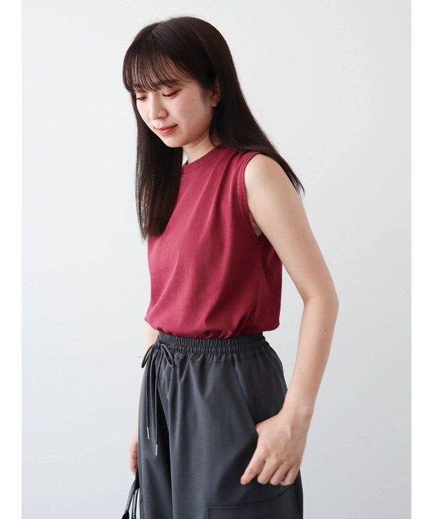 Green Parks ・Ｄｏｕｂｌｅ　Ｆｌａｇｓ　ピグメント加工ノースリＴＥＥ Bordeaux