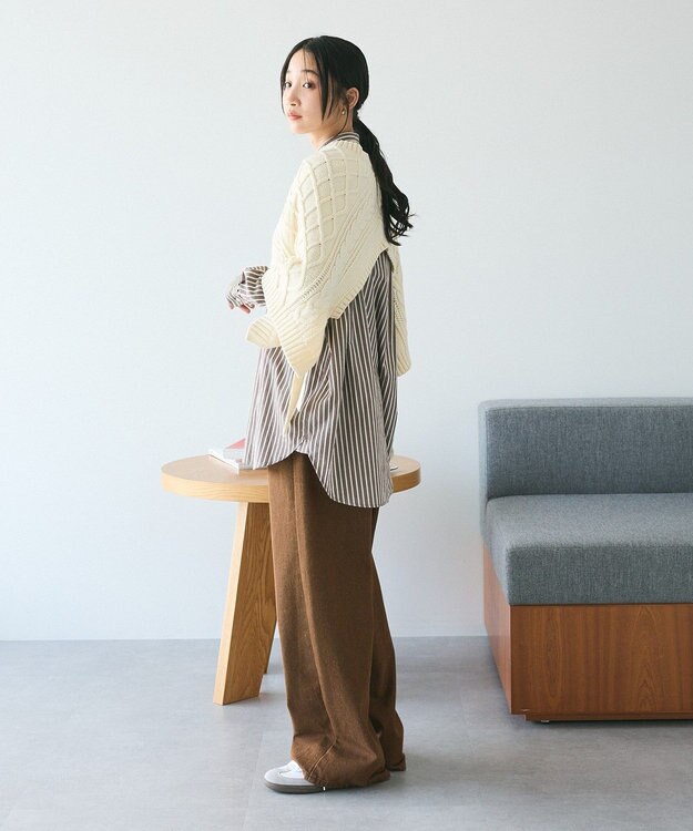 CRAFT STANDARD BOUTIQUE 洗える/2WAYケーブルニットリボンベスト Ivory