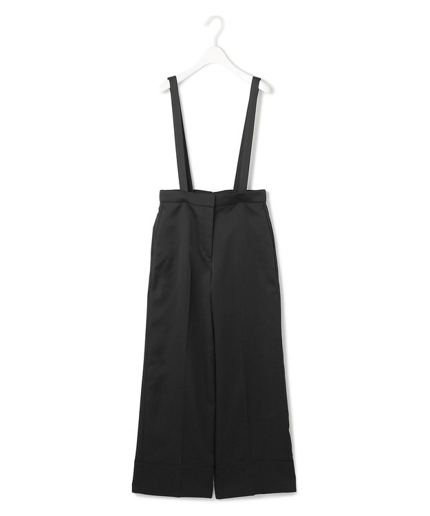 ICB L 【CLASSY.1月号掲載・2WAY・洗える】 クリアサテン ワイドストレートパンツ ブラック系