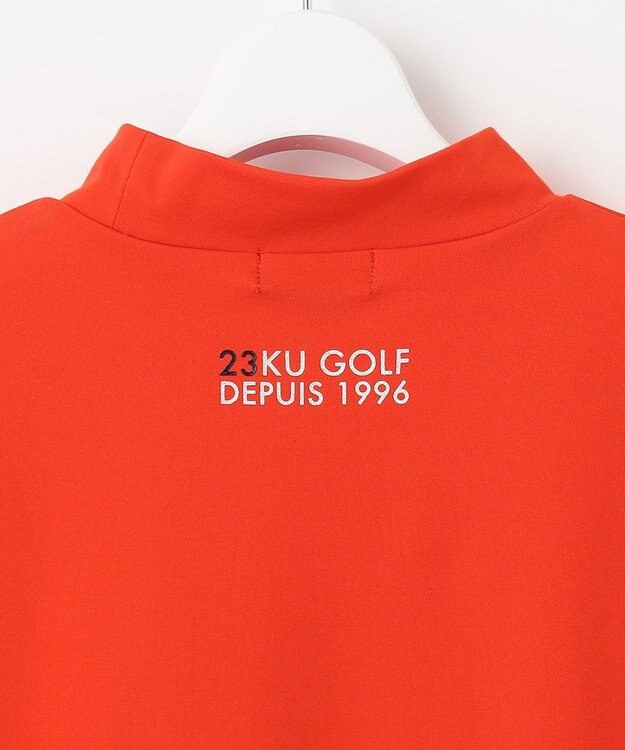23区GOLF 【WOMEN】新色追加！【吸水速乾/UVカット】フレンチスリーブロゴモックネック オレンジ系