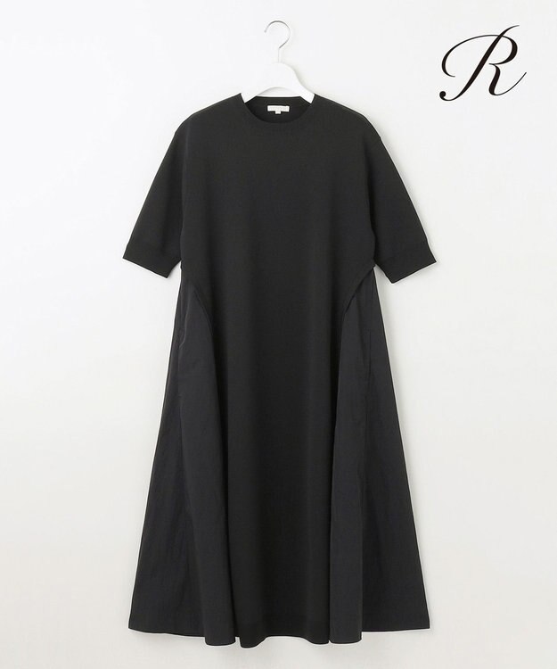 23区 L 【R(アール)】ナイロンタフタドッキング ニットワンピース ブラック系