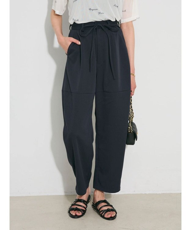 Green Parks デザイン切替カーブパンツ Navy