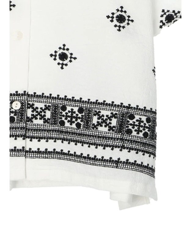 CRAFT STANDARD BOUTIQUE パネル刺繍開襟シャツ Off White