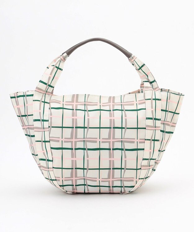 Y'SACCS 総柄プリントミニトートバッグ グレージュ（チェック柄）