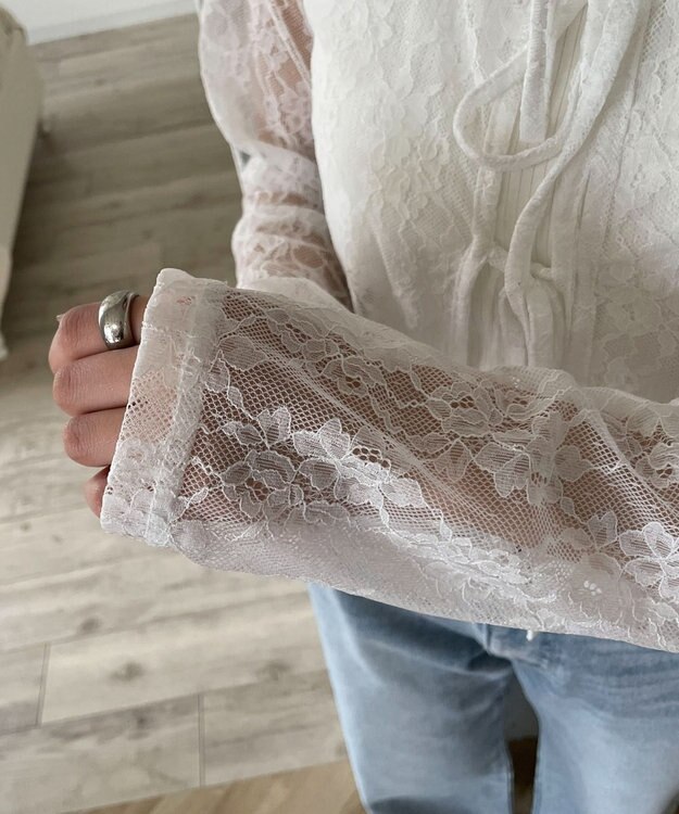 WEGO レースリボンカーディガン ホワイト