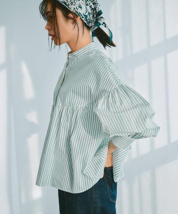 23区 ニュアンスフラワー プリント シルク スカーフ ダークグリーンプリント