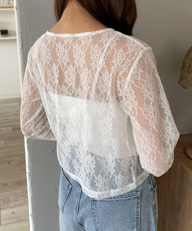 WEGO レースリボンカーディガン ホワイト