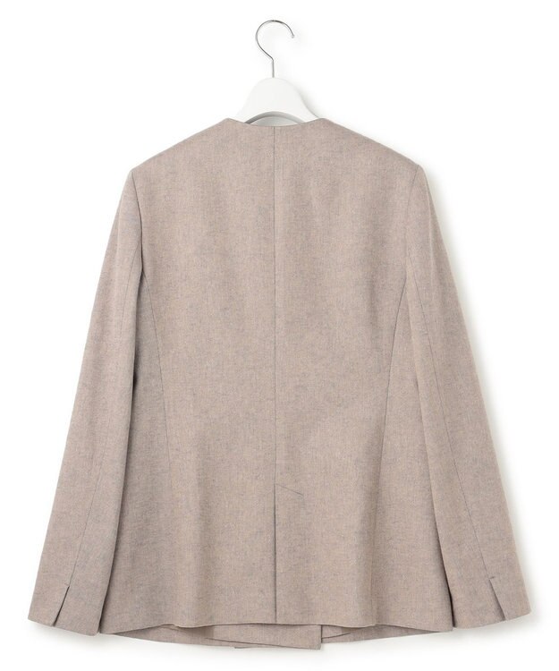 23区 L 【Oggi4月号掲載/セットアップ対応】リネン ミックスツイード ノーカラー ジャケット ベージュ系
