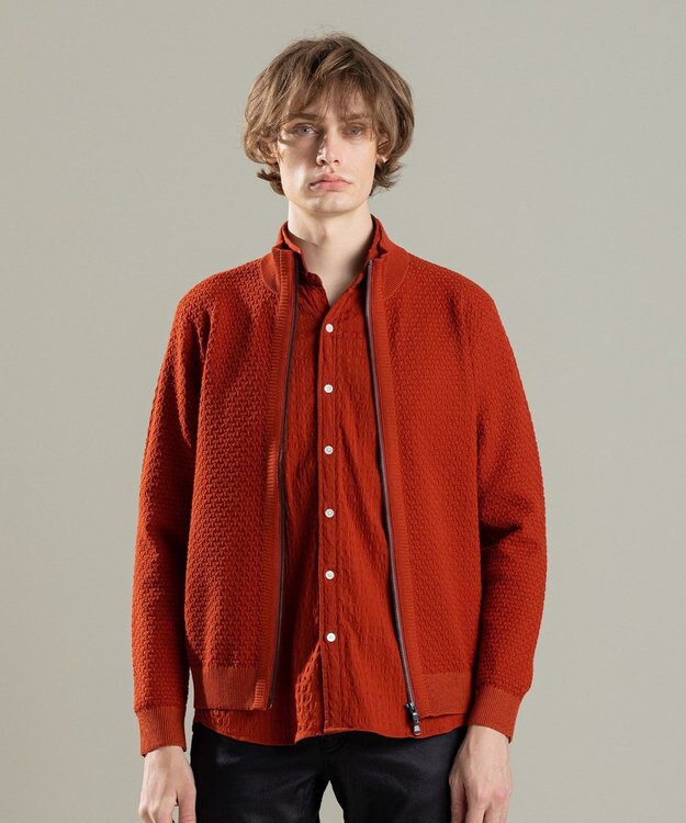 JOSEPH HOMME ヴィスコースリンクスジャガード　ジップアップ　カーディ