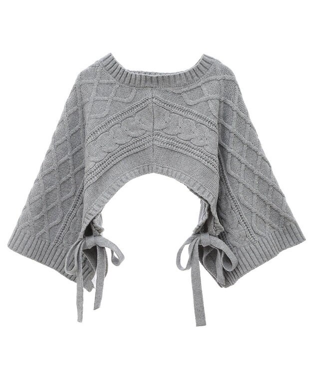 CRAFT STANDARD BOUTIQUE 洗える/2WAYケーブルニットリボンベスト Gray