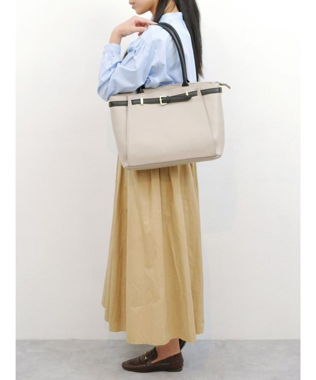 UNBILLION 【テレビ ドラマ着用アイテム】ペルケ perche / WEB限定牛革ソフトA4ベルトトート グレーミックス