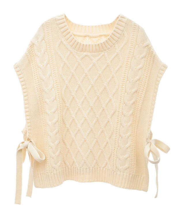CRAFT STANDARD BOUTIQUE 洗える/2WAYケーブルニットリボンベスト Ivory
