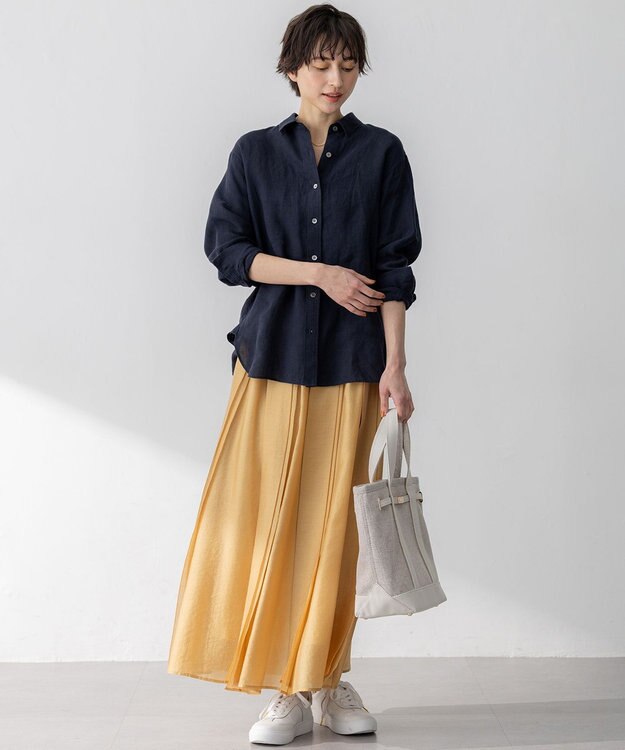 23区 S LIBECO ベーシック シャツ ネイビー