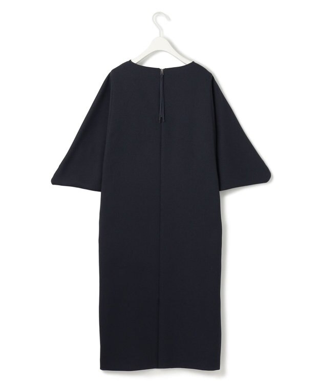 ICB L 【洗える】 ダブルフェイスクレープ ドルマンスリーブワンピース ネイビー系（裏面ブラック）