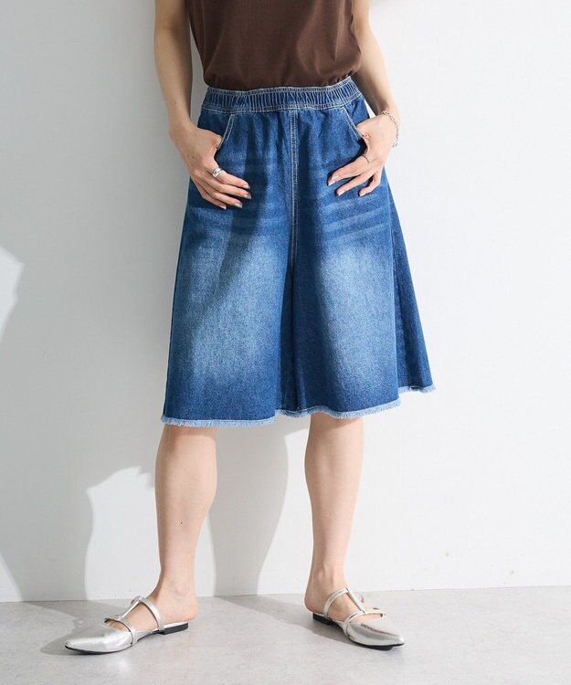 Green Parks ・ＤＯＵＢＬＥ　ＦＬＡＧＳ　ワイドデニムハーフパンツ Indigo