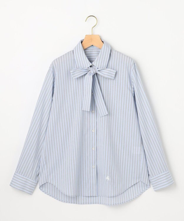 組曲 S 【加藤ローサさん着用】コットンタッチシャーティングボウタイ付き シャツ ブルー系1