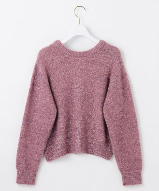 ANY SIS 【前後着用可】スパークルシャギー カーディガン ピンク