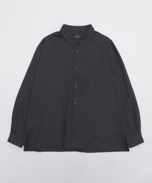 WEGO ルーズシルエットボックスシャツ（LS） ブラック中濃色