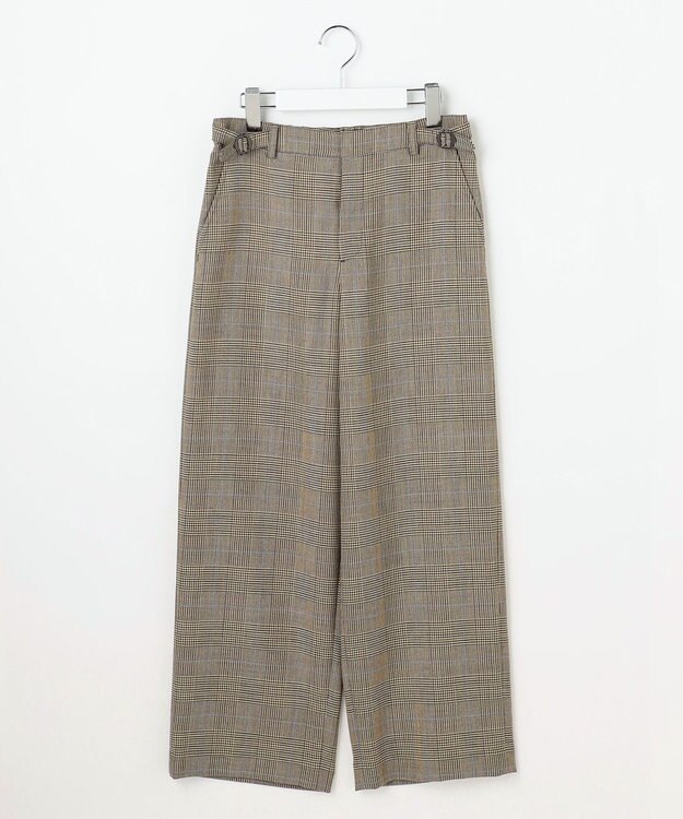 J.PRESS LADIES モナベールツイル チェック ワイド パンツ ブラウンチェック系