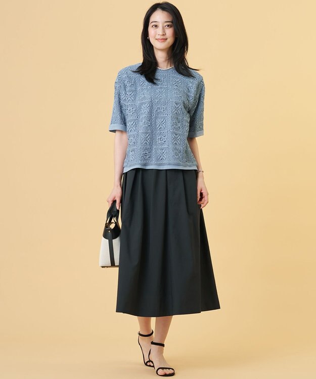J.PRESS LADIES S フルダルクロス プリーツ スカート ブラック系