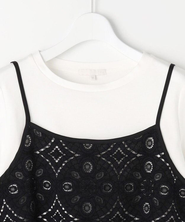 自由区 レースコンビ Tシャツ オフ×ブラック