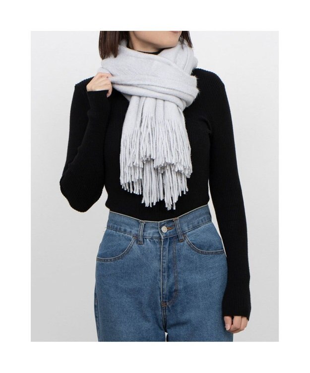 UNBILLION カシュネ cache nez / アクアミノラッセルミンク起毛ストール ライトグレー